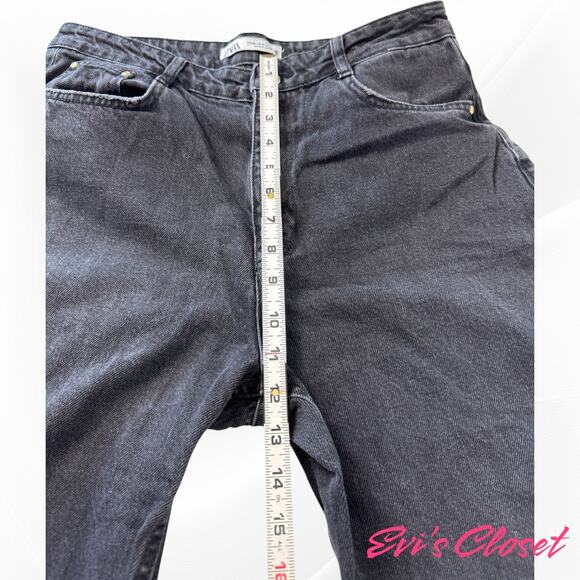 Zara Women's Black Relaxed Fit High Rise Wide Legs Distressed Ripped Knees Sz 8 - Picture 7 of 8